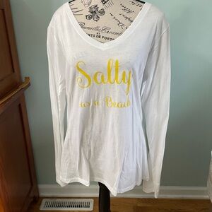 Port and Company White Long Sleeve Tee with Yellow Print